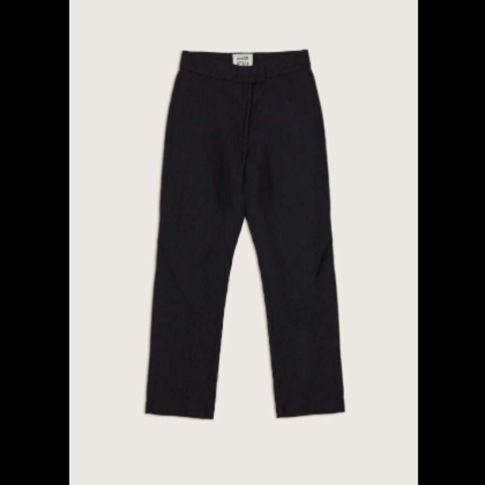 Amor & Rosas Linen Blend Black High Rise Cropped Wide Leg Pants Size Large